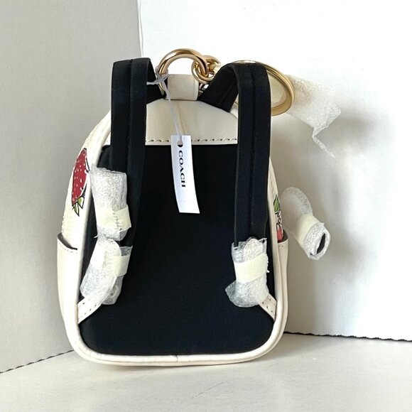 Coach Mini Court Strawberry Backpack Bag Charm White CA093 Keychain ORGPKG - Picture 2 of 12